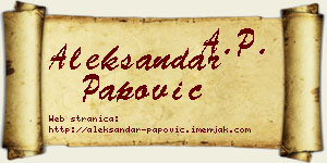 Aleksandar Papović vizit kartica